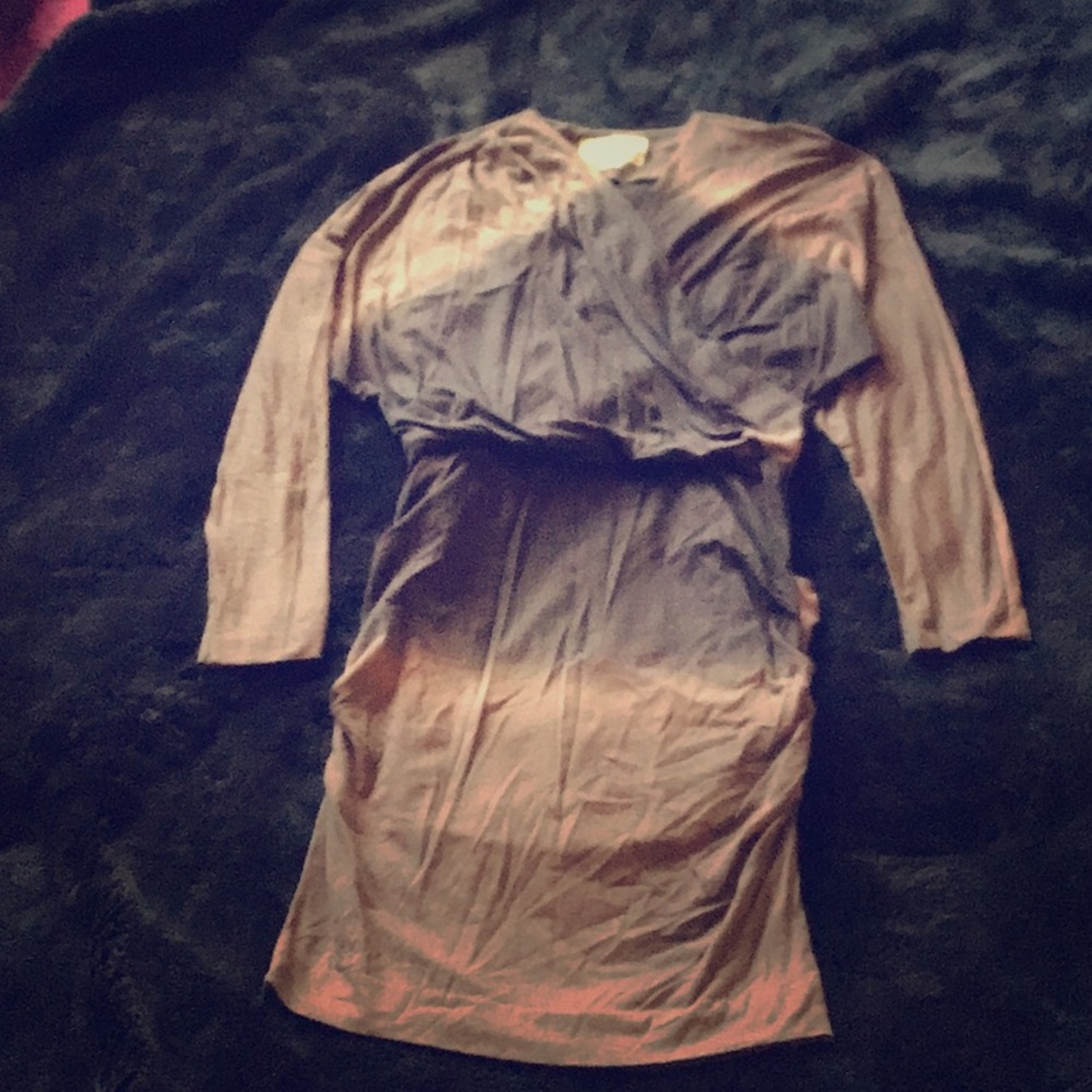 Artelier Nicole Miller Brown Ruched Dress M